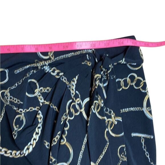 NWT Y2K vintage Cache black chain mini skirt Jersey Small tie front - Picture 6 of 8